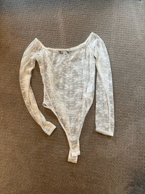 Lioness White Lace Long Sleeve Sheer Bodysuit